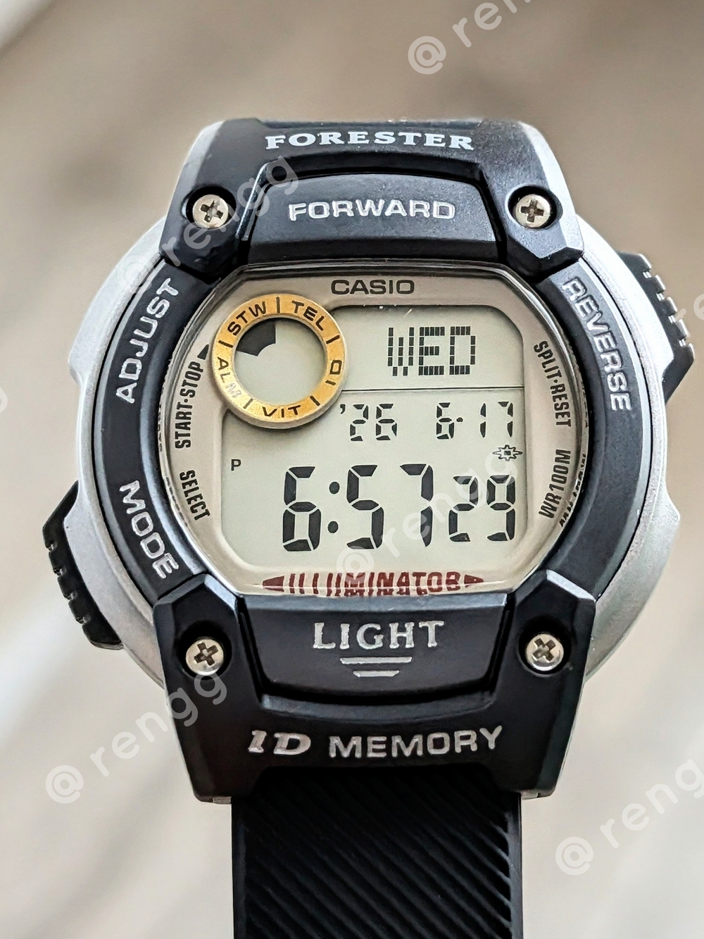 Rare Vintage Casio Forester Digital Illuminator Watch - Black & Silver